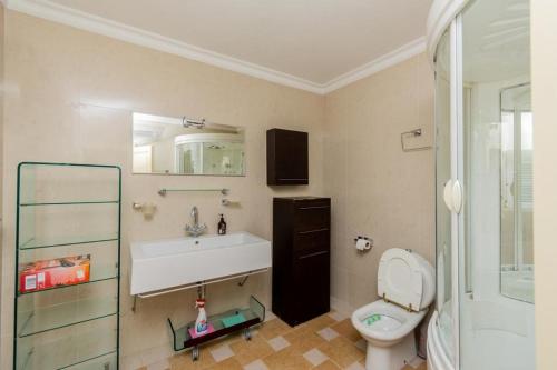 ein Bad mit einem Waschbecken und einem WC in der Unterkunft Vila Oliva in Herceg-Novi