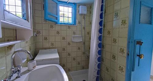 a bathroom with a sink and a toilet and a tub at Αρχοντικό ΑΤΤΙΚ - ATTIK MANSION in Livadi