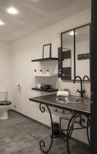 une salle de bain avec un lavabo et des toilettes dans l'établissement Nouveau - Nina - Loft - Europa Park Rulantica, à Obenheim