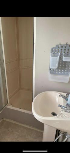 a bathroom with a toilet and a sink and a shower at S452 Golden Palm Resort in Chapel Saint Leonards