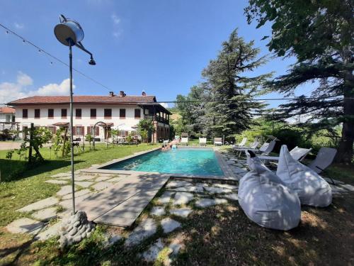 a swimming pool in the backyard of a house at Casa delle foglie sussurranti in Asti