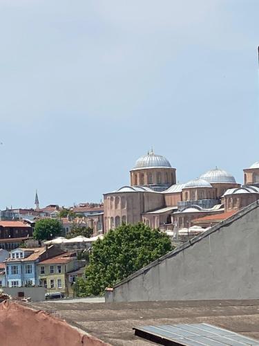 a view of a city from the top of a wall at Ferah Hostel in Istanbul