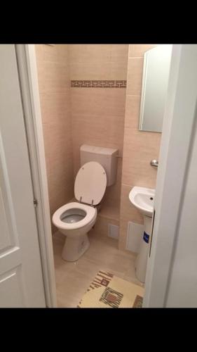 uma pequena casa de banho com WC e lavatório em Apartament Tiffany em Cluj-Napoca