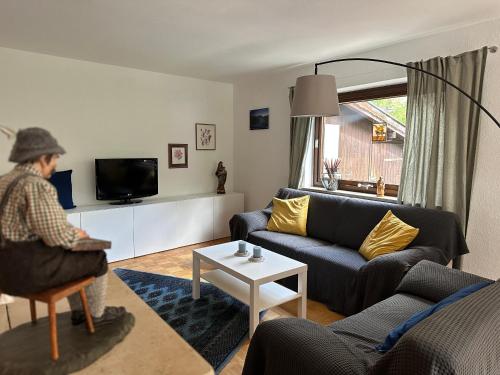 Μια τηλεόραση ή/και κέντρο ψυχαγωγίας στο Ferienhaus Abendfrieden