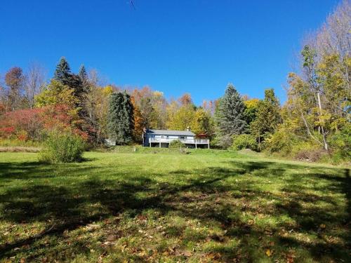 a large field with a house in the background at Catskill Mountain Retreat in West Kill