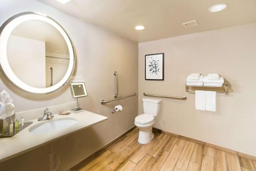 a bathroom with a sink and a toilet and a mirror at DoubleTree by Hilton Grand Key Resort in Key West