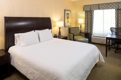 a hotel room with a large bed and a desk at Hilton Garden Inn Sioux Falls South in Sioux Falls