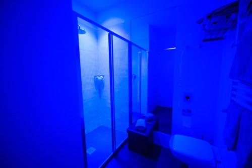 サレルノにあるLuxury B&B Charlemagneのバスルーム(トイレ、ガラス張りのシャワー付)