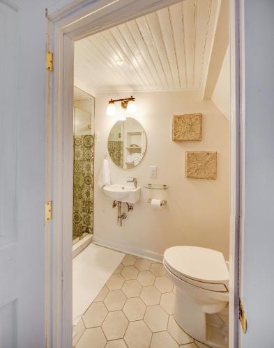a bathroom with a toilet and a sink at Fairytale Loft Suite 1 bed, 1 bath Luxury Apartment in Downtown Belmont in Charlottesville