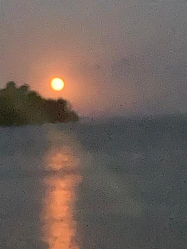 um pôr do sol sobre um corpo de água com o sol no céu em EDEM SEVAN em Sevan