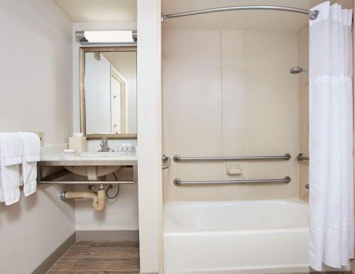 a bathroom with a bath tub and a sink at Hilton Garden Inn San Francisco Airport North in South San Francisco