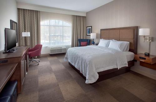 een hotelkamer met een bed en een flatscreen-tv bij Hampton Inn by Hilton New Paltz, NY in New Paltz