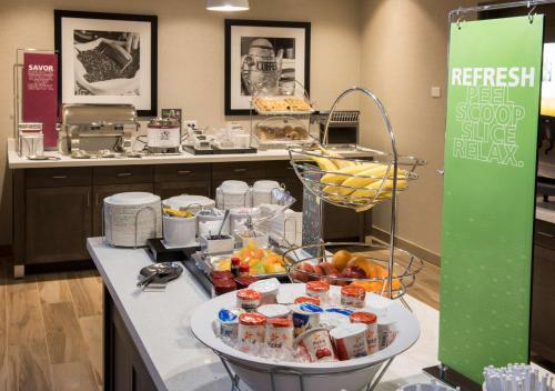 a table with a tray of food on a counter at Hampton Inn & Suites Seattle/Redmond Wa in Redmond