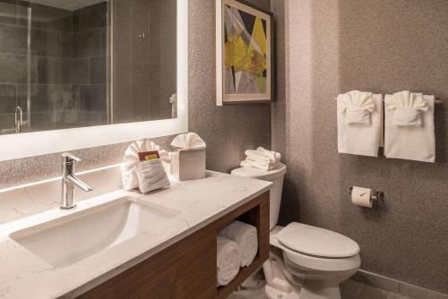 a bathroom with a sink and a toilet at Doubletree By Hilton Lafayette East in Lafayette