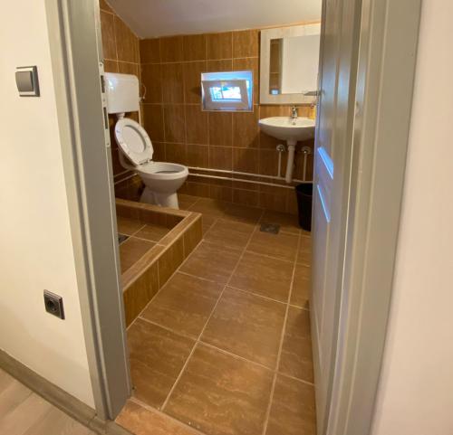 a bathroom with a toilet and a sink at UB Prenociste in Vranjska Banja