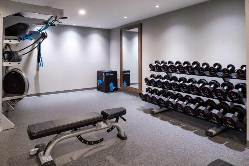 a fitness room with a rack of exercise equipment at Hampton Inn Tampa Downtown Channel District in Tampa