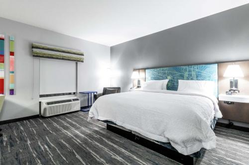 a hotel room with a large bed and a tv at Hampton Inn Locust Grove in Locust Grove
