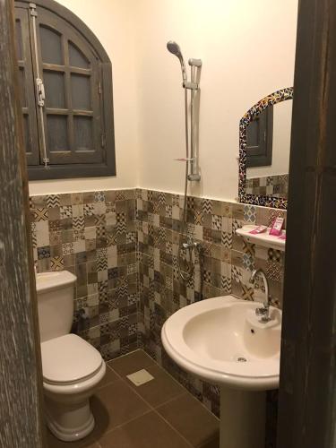 a bathroom with a toilet and a sink at Rodex Dahab Studios & Villas in Dahab