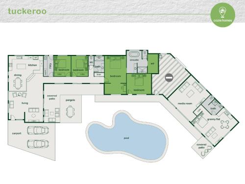 a floor plan of the villa joaquin at Tuckeroo Villa in Edge Hill