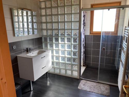 bagno con lavandino e doccia di Maison Méaudre, 3 pièces, 8 personnes - FR-1-737-3 a Méaudre