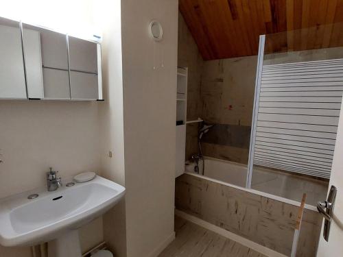 une salle de bain avec un lavabo et une baignoire dans l'établissement Duplex lumineux de 55m² à Autrans - 6 pers - Pieds des pistes, proche commerces et navette ski - FR-1-737-21, à Autrans