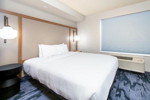 a hotel room with a large bed and a window at Fairfield Inn & Suites Rapid City in Rapid City