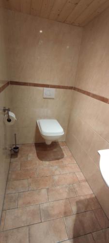 a bathroom with a toilet and a sink at Apartment am Rennsteig, 2 Schlafzimmer in Lauscha - Ernsthal am Rennsteig