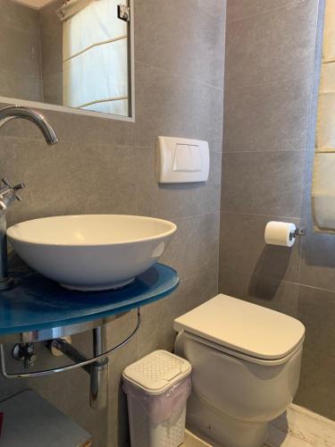ein Bad mit einem Waschbecken und einem WC in der Unterkunft Il Cenacolo Di Sissi in Campagnano di Roma