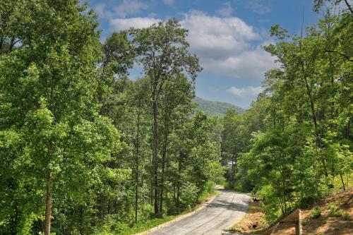a dirt road through a forest with trees at Blue Ridge Delight in Clayton