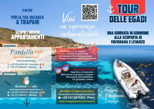 a brochure for a boat rental on the water at Appartamenti DueC in Trapani