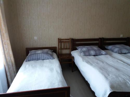 duas camas sentadas uma ao lado da outra num quarto em MerabKostava st.N9 em Akhalubani