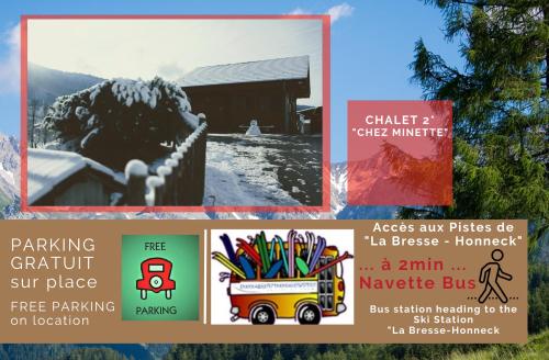 een bord met een truck vol kleurrijke markeringen bij Le "Chalet de Minette" 2 étoiles La Bresse in La Bresse