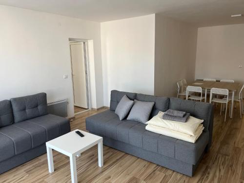 a living room with a couch and a table at Smeštaj Milutinn in Soko Banja