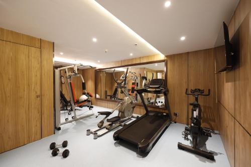 a gym with treadmills and ellipticals in a room at Fortune Ranjit Vihar, Amritsar - Member ITC Hotels' Group in Amritsar