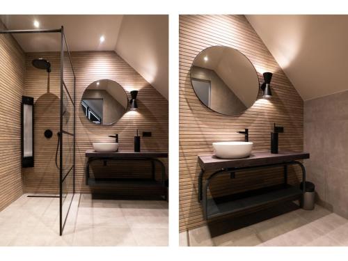 Bilik mandi di Elegant Texel Villa with Spa