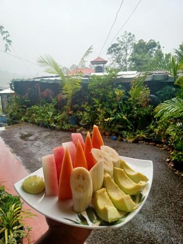 a plate of fruit on top of a table at Princess of Dickoya Homestay in Hatton