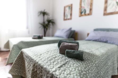 a room with a bed with a towel on it at Ornella's apartment - Relax near Venice in Boion