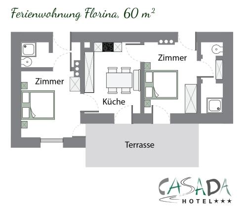 a floor plan of a house with at Ferienwohnung Florina in Galtür