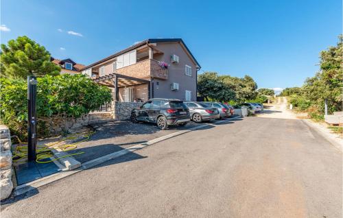 a row of cars parked in front of a house at Gorgeous Apartment In Mandre With Wifi in Mandre