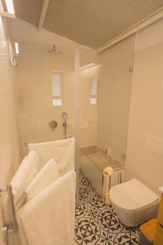 a bathroom with a toilet and a sink at פרלה צימרים in ‘En Kerem