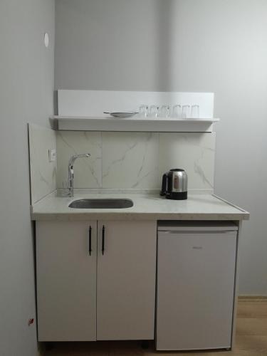 a kitchen counter with a sink and a toaster on it at Newsuit2023 in Trabzon