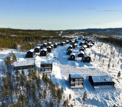 an aerial view of a field covered in snow at Idre Northpark in Idre