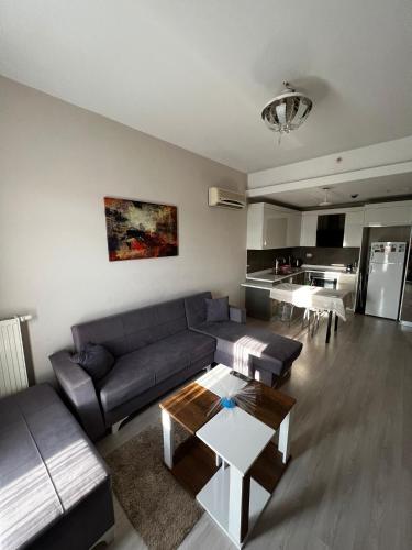 - un salon avec un canapé et une table dans l'établissement Modern Apartment PLEASE Inform me before check in, à Istanbul