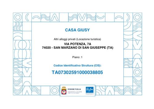een etiket voor een ticket voor een masala-envelop bij Casa Giusy in San Marzano di San Giuseppe