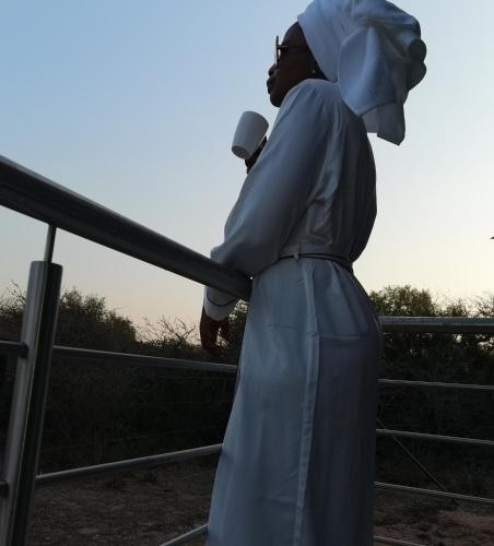 a statue of a person standing next to a fence at Kings View Exclusive Villas (KVEV) in Petronella