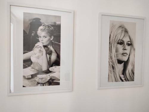 two framed photographs of a woman on a wall at Apartman Elle in Sombor