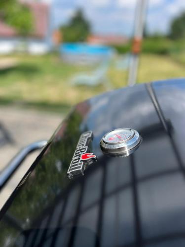 a close up of a car hood with a badge on it at Kutnohorská vyhlídka in Kutná Hora