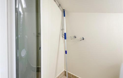 Fårbo的住宿－1 Bedroom Amazing Apartment In Frbo，带淋浴的浴室,带玻璃门