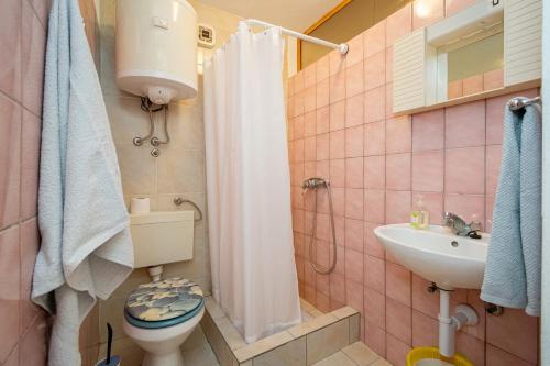 bagno con servizi igienici e lavandino di Apartments with a parking space Povljana, Pag - 227 a Povljana (Pogliana)