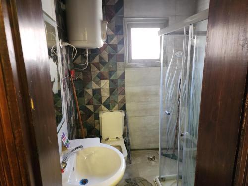 a bathroom with a sink and a toilet at Privat apartment beside mall of egypt in 6th Of October